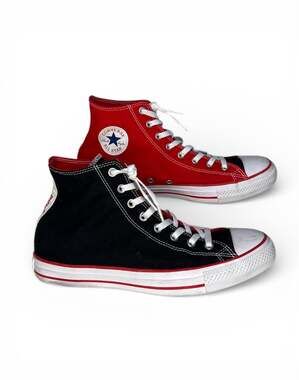Converse Chuck Taylor All Star Colorblock High Top Sneakers Red and Black